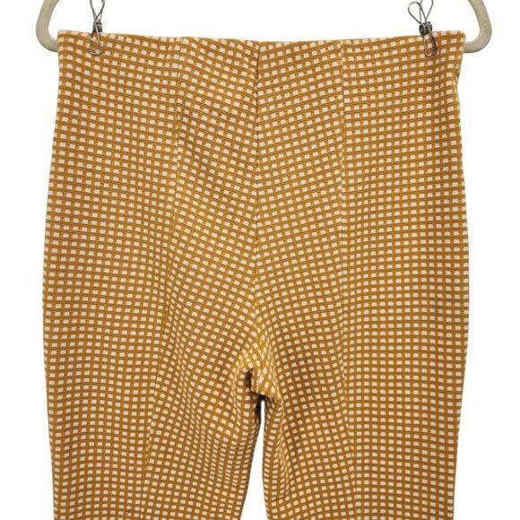 Anthropologie Maeve Womens Small Pants Mollie Gingham Checker Yellow Ankle Flare - Picture 4 of 9